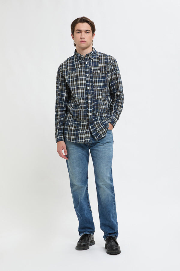 Kariertes Button-Down-Shirt mit Brusttasche