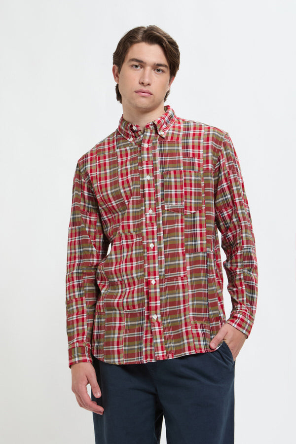 Kariertes Button-Down-Shirt mit Brusttasche