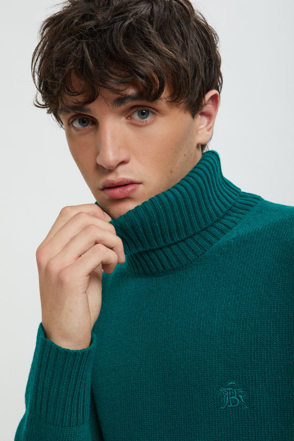 Maglione a collo alto in lana merino