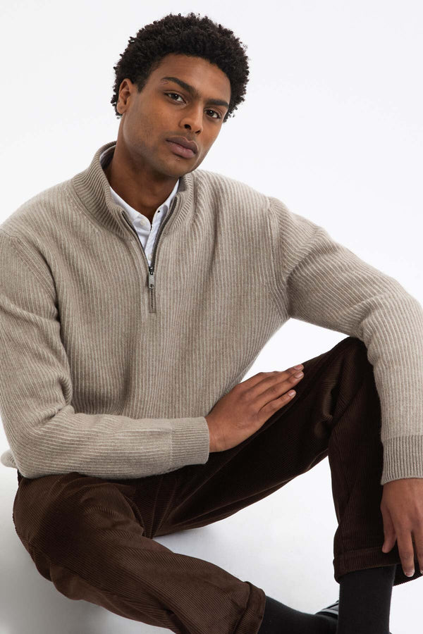 HALF-ZIP MOCK NECK JUMPER